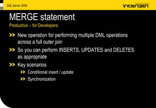 SQL Server 2008 Highlights