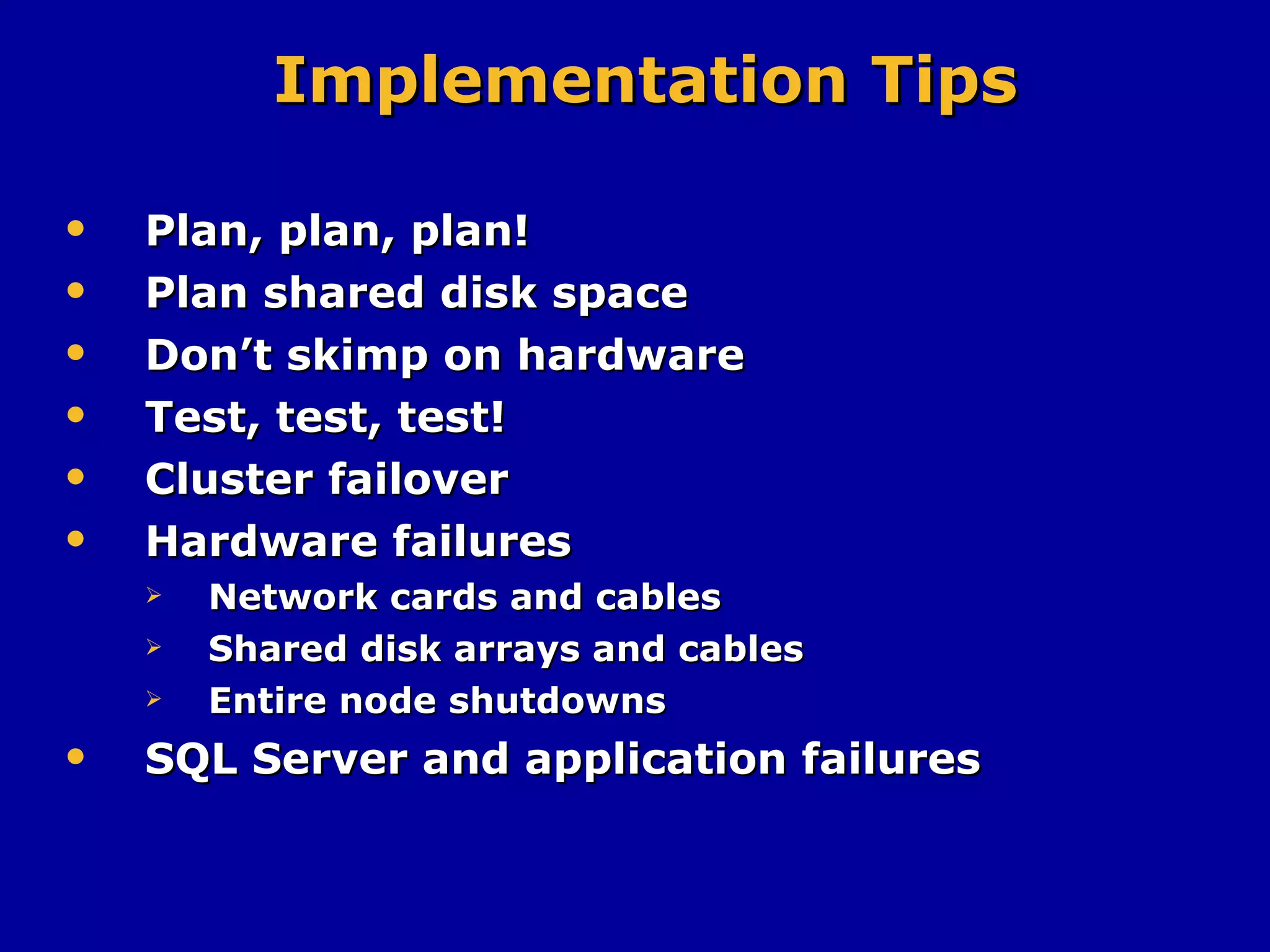 SQL Server Cluster Presentation | PPT