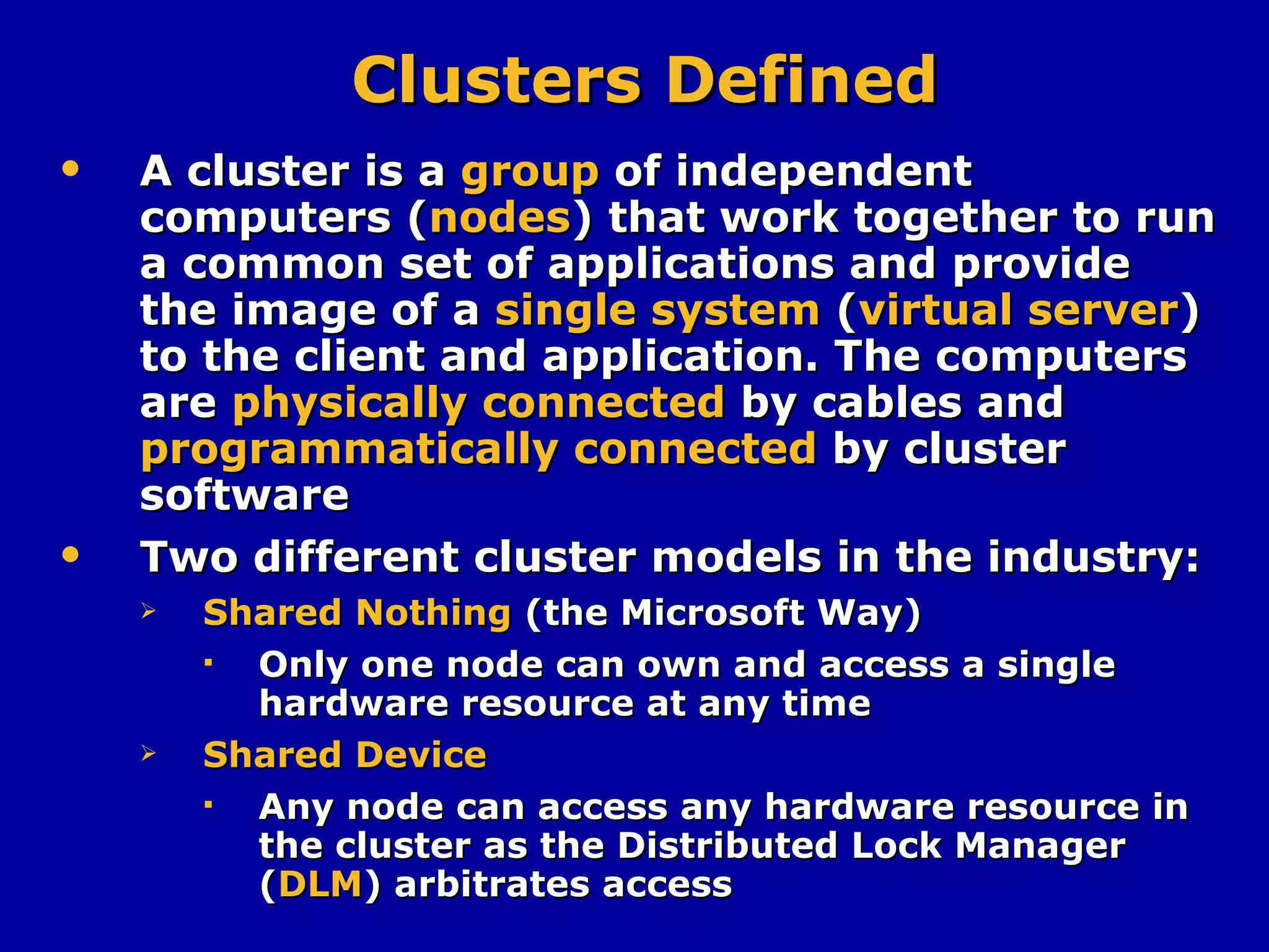 SQL Server Cluster Presentation | PPT