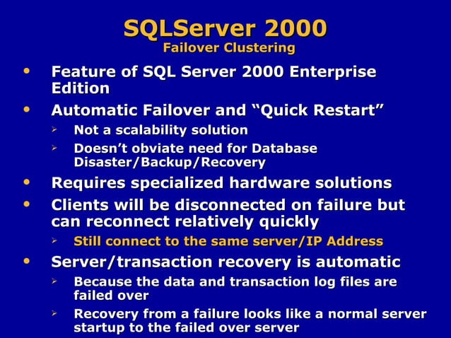 SQL Server Cluster Presentation | PPT