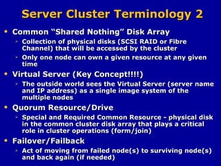 SQL Server Cluster Presentation | PPT