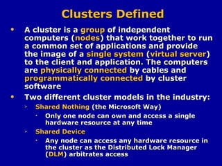 SQL Server Cluster Presentation | PPT