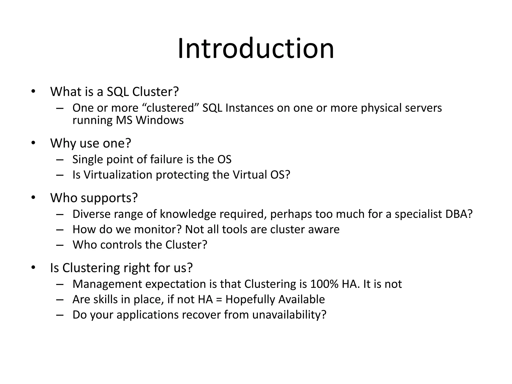 SQL Server Clustering for Dummies | PPT