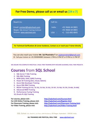 SQL Server Developer Course Online Training | PDF
