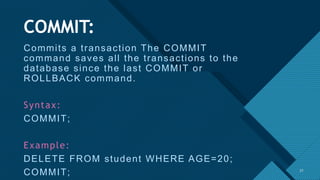 SQL-SHORT-NOTES.pptx | Databases | Computer Software and Applications