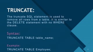 SQL-SHORT-NOTES.pptx | Databases | Computer Software and Applications