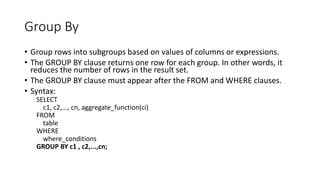 MYSQL single rowfunc-multirowfunc-groupby-having | PPT
