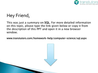 SQL | Computer Science | PPT