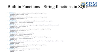 SQL _UNIT_DBMS_PRESENTSTATION_SQL _UNIT_DBMS_PRESENTSTATION | PPTX