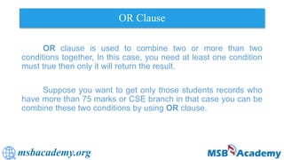 Where conditions and Operators in SQL | PPTX