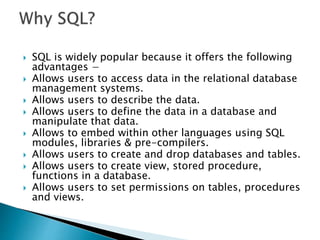 Structured Query Language | PPTX | Databases | Computer Software and ...
