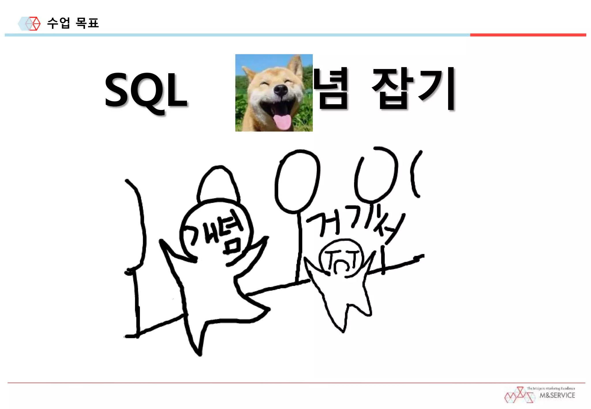 수업 목표
SQL 념 잡기
 
