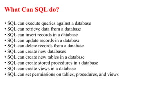 INTRODUCTION TO SQL QUERIES REALTED BRIEF | PPT