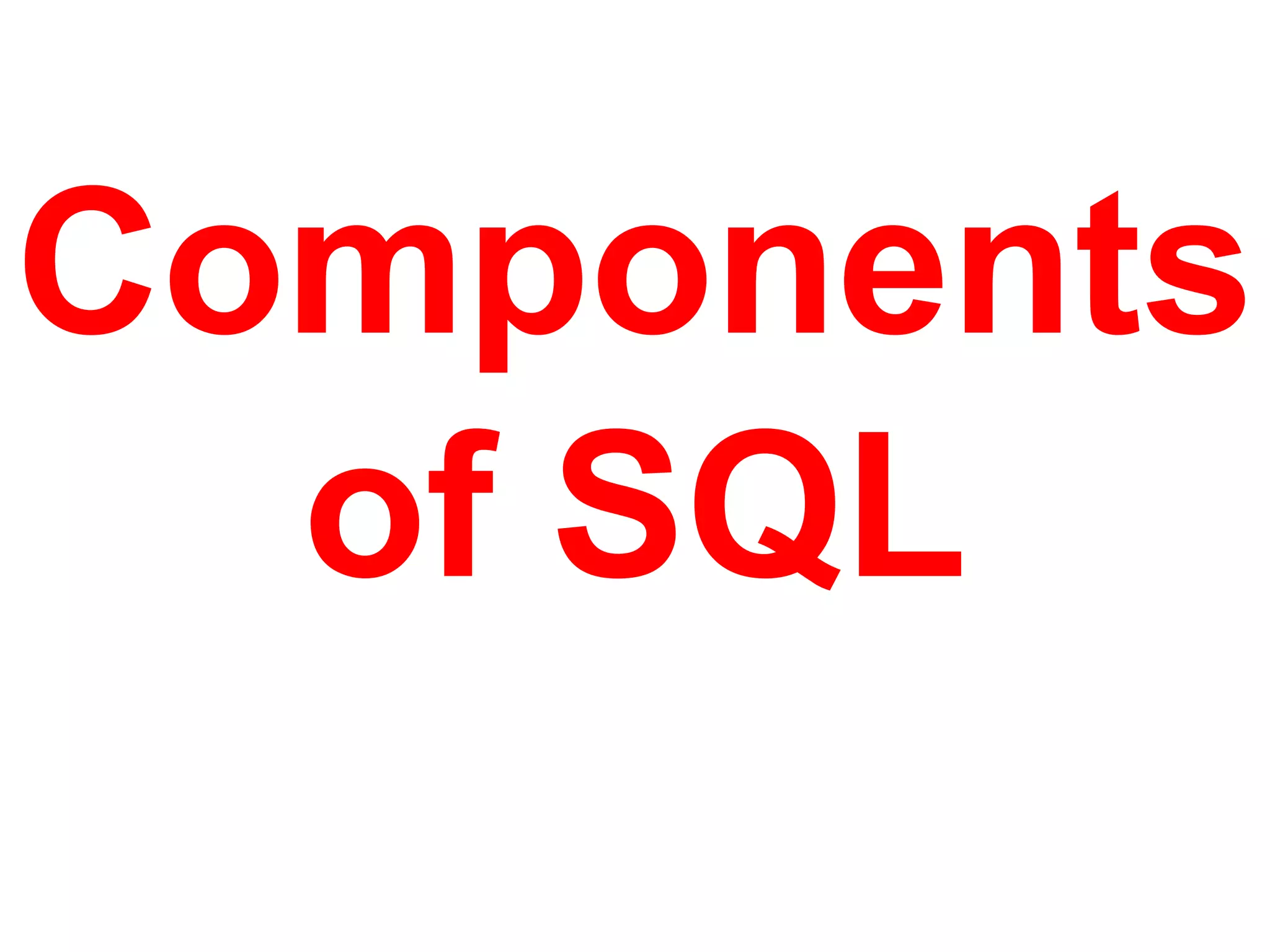 Components
of SQL
 
