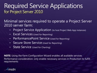 NOTE: Using the Farm Configuration Wizard enables all available services
 