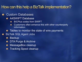 Custom Databases




BizTalk SQL Agent Jobs
   Backup
 