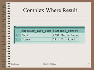 Complex Where Result Bookstore SQL212  Module 1 