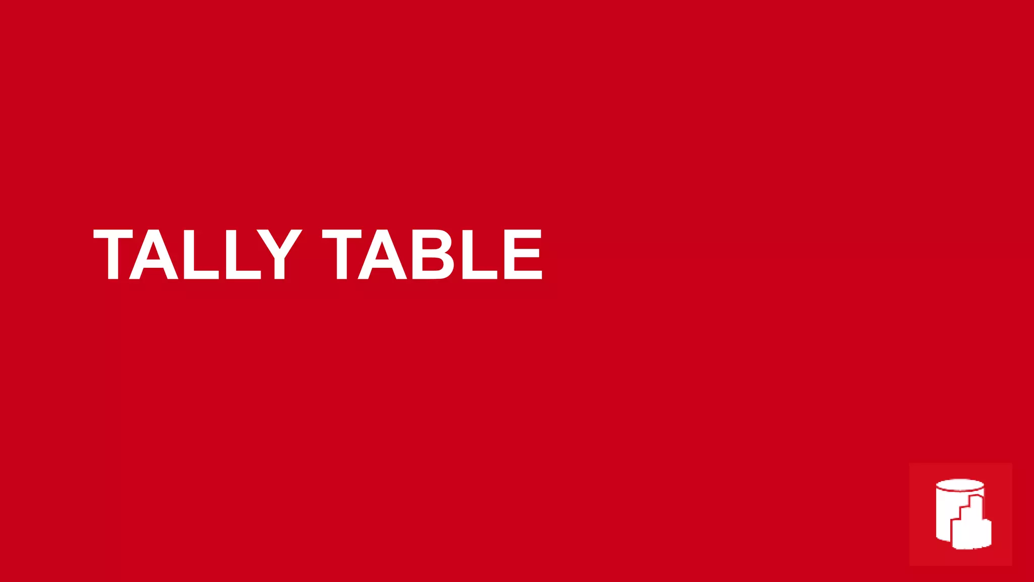 TALLY TABLE
 