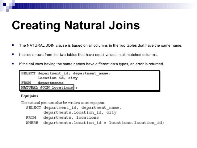 Natural Join Of Two Tables Is Cartesian Product Natural Join Of Two Tables Is Cartesian Product
