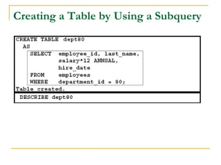 Creating a Table by Using a Subquery

 