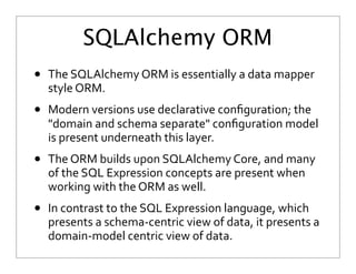 Michael Bayer Introduction to SQLAlchemy @ Postgres Open | PDF