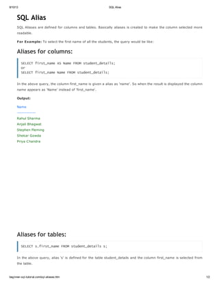 SQL Aliases: A Beginner's Guide to Using Column and Table Aliases in ...