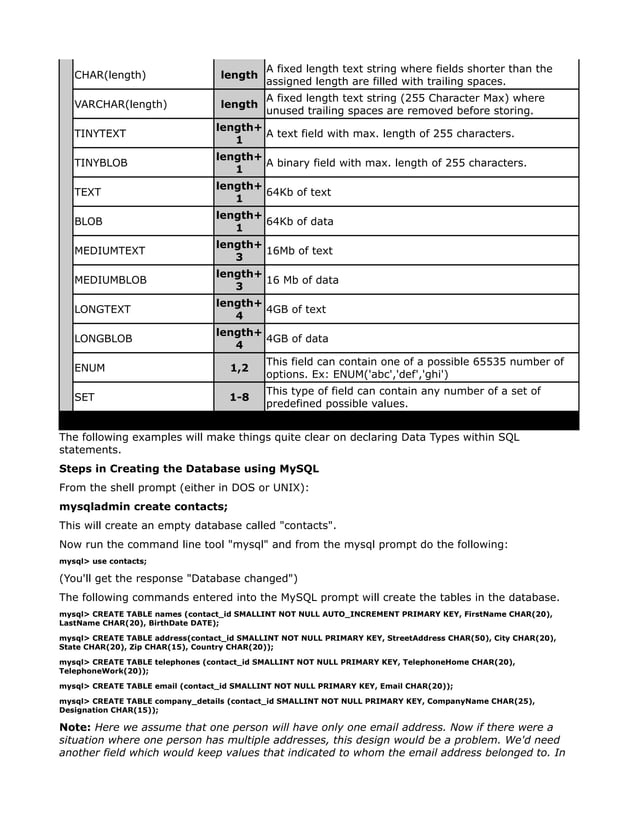 Sql and mysql database concepts | PDF
