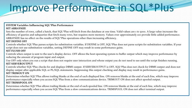 Sql and PL/SQL Best Practices I