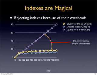 Indexes are Magical
                • Rejecting indexes because of their overhead:
                   80                  ...