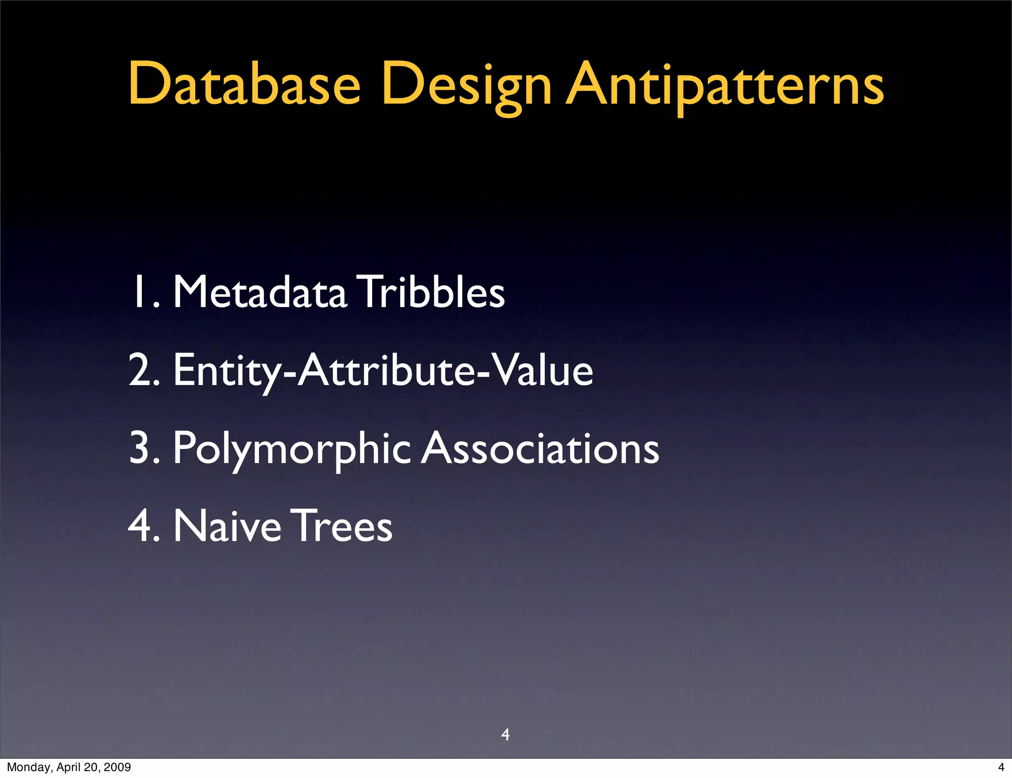 Sql Antipatterns Strike Back