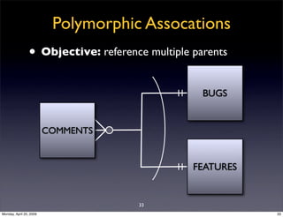 Polymorphic Assocations
                • Objective: reference multiple parents
                                          ...