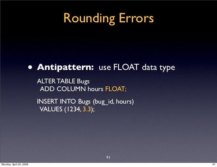 Rounding Errors • Antipattern use