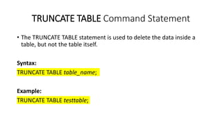 SQL Assessment Command Statements | PPT