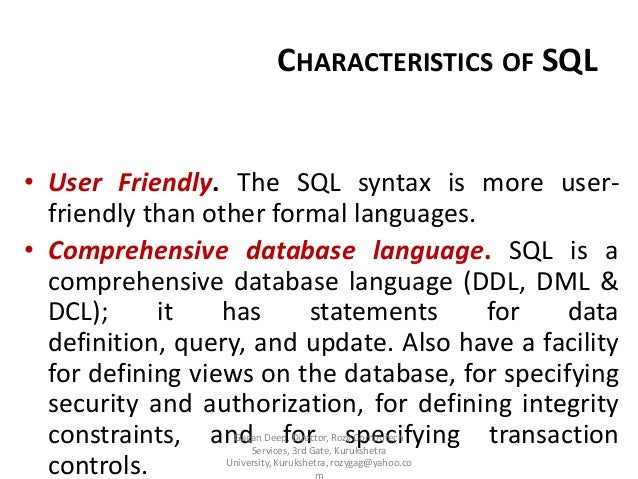 SQL – A Tutorial I