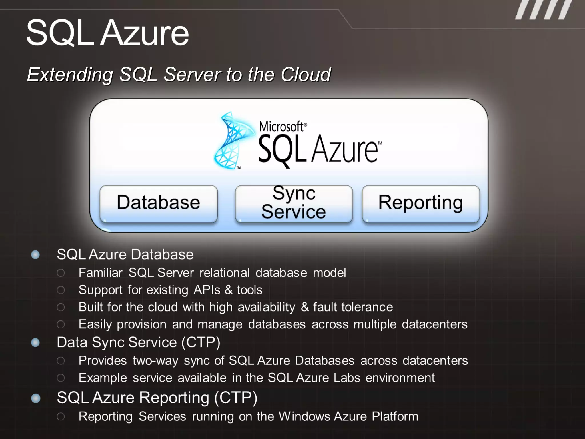 Extending SQL Server to the Cloud 