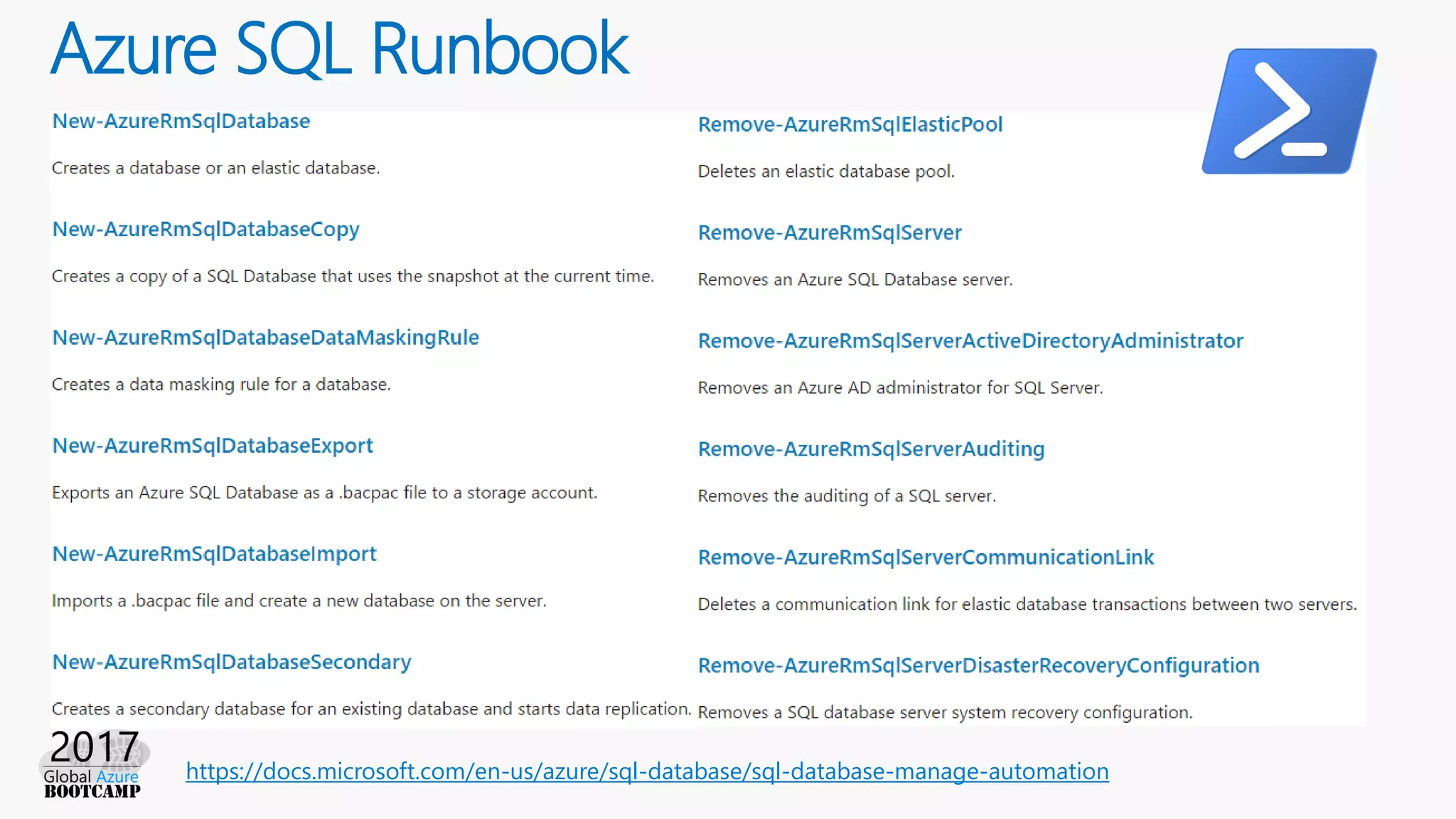 Azure SQL Runbook
https://docs.microsoft.com/en-us/azure/sql-database/sql-database-manage-automation
 