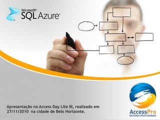 Apresentação no Access Day Lite III, realizado em
27/11/2010 na cidade de Belo Horizonte.
 