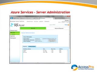 Azure Services – Server Administration
 