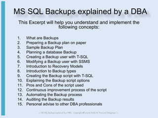 MS SQL Backups explained by a DBA | PPSX