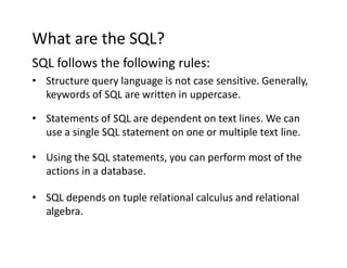 Comprehensive Introduction to SQL: Basics, Commands, and Processes | PDF