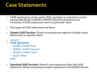 case statement in sql server | sql case statement... Sql Basics And Advanced | PPTX