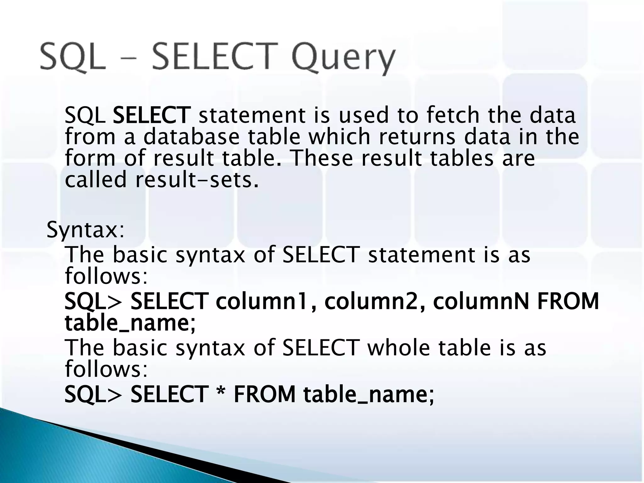 Sql basic things | PPTX