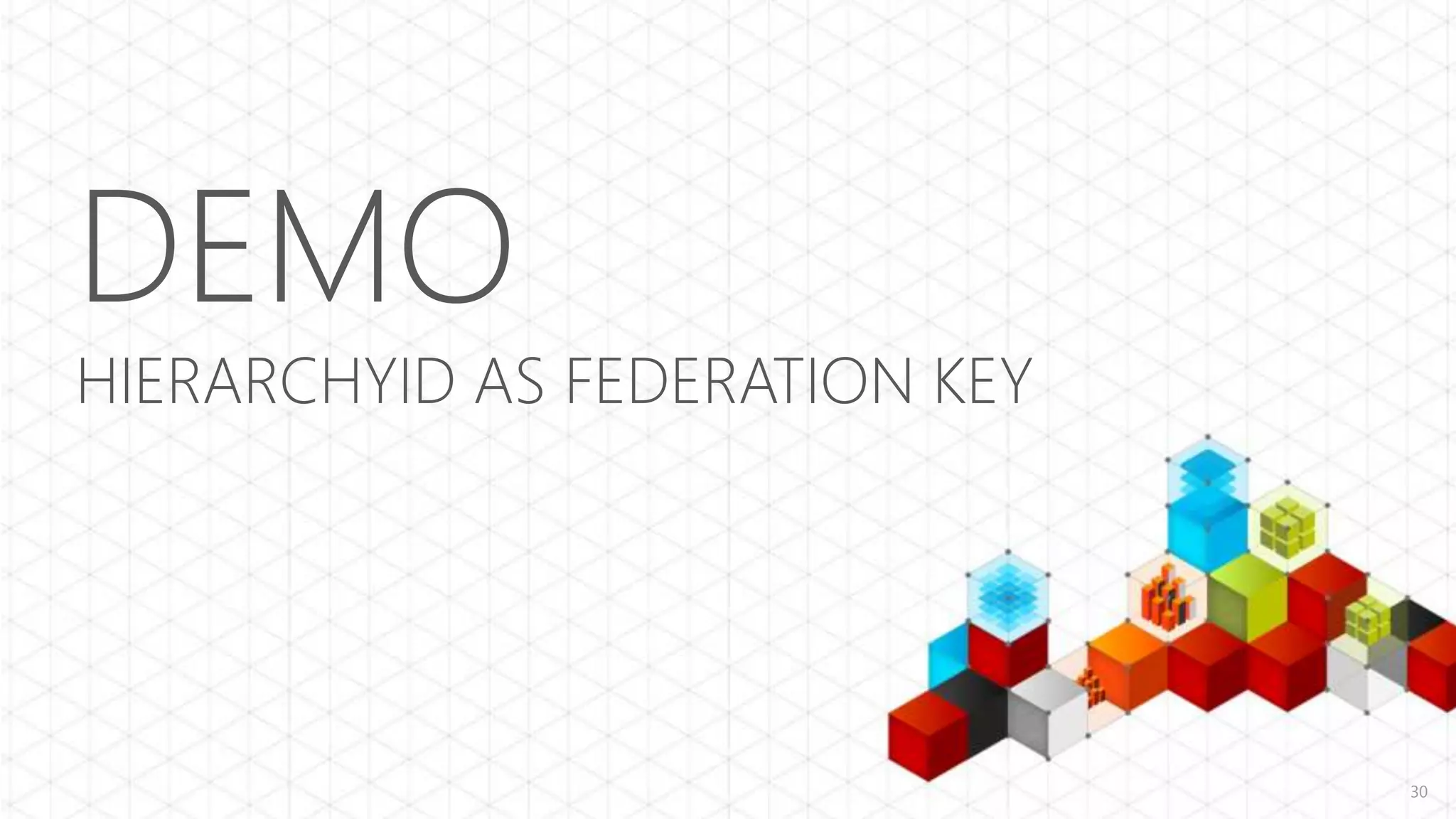 DEMO HIERARCHYID AS FEDERATION KEY 30 