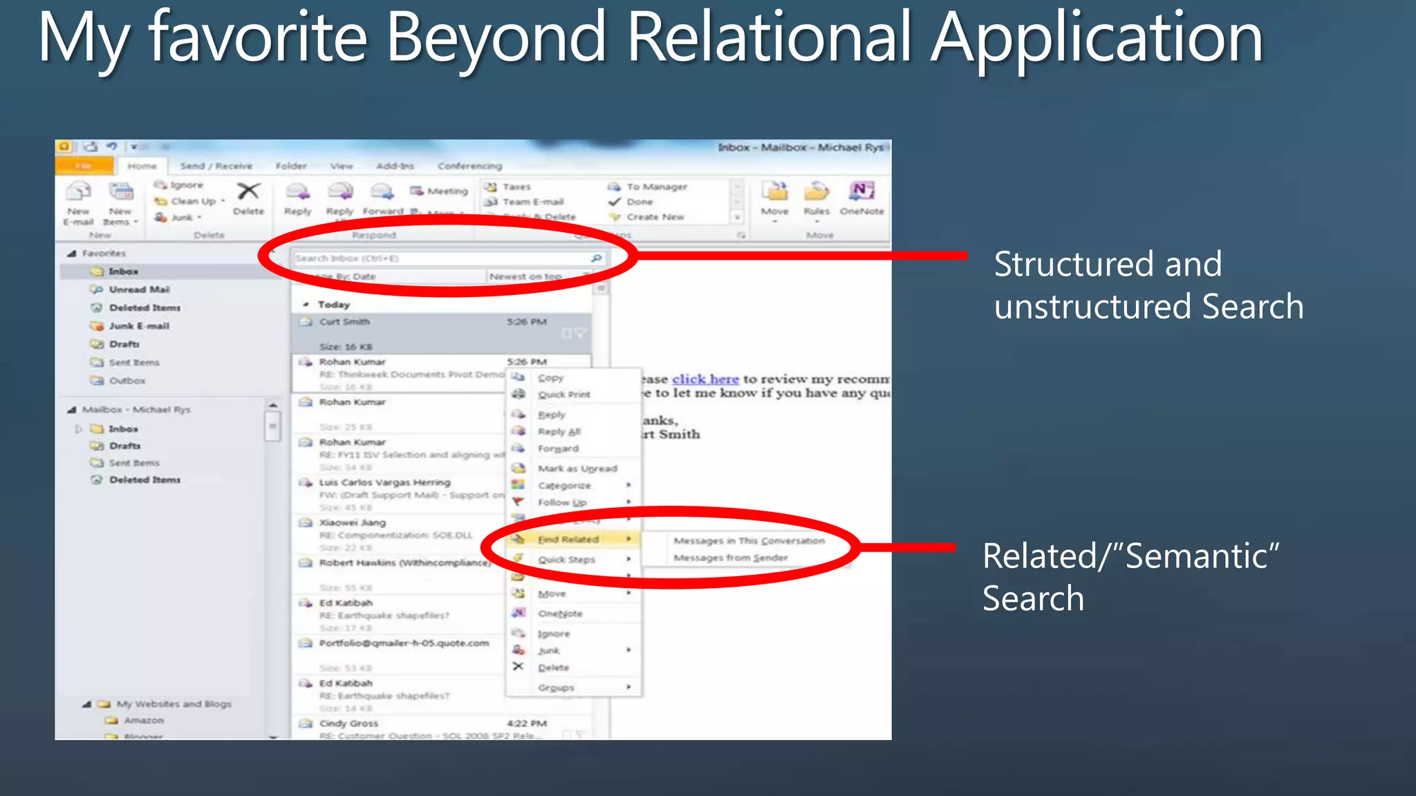 Structured and unstructured Search Related/”Semantic” Search 