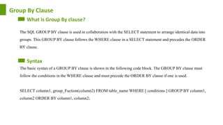 Sql clauses by Manan Pasricha | PPTX