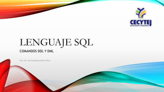 LENGUAJE SQL
COMANDOS DDL Y DML
Prof. ISC José Guadalupe Martín Pérez
 
