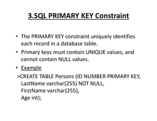 A detail presentaion on SQL Constraints and there use | PDF