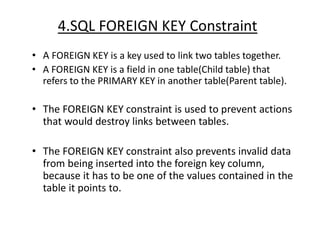 A detail presentaion on SQL Constraints and there use | PDF