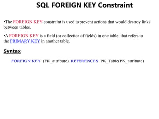 Constraints in Structure Query Language. | PPTX