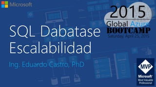 SQL Dabatase
Escalabilidad
Ing. Eduardo Castro, PhD
 
